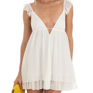 Lucy in the Sky Dotted Flare Dress in White